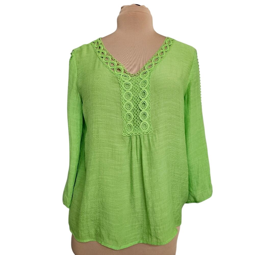 Counterparts Green Embroidered Eyelet Cut Out Relaxed Fit Small‎ Neon Green